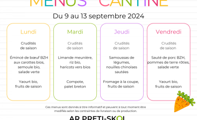 Menus de la semaine