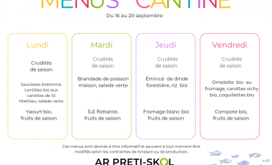 Menu de la semaine prochaine.