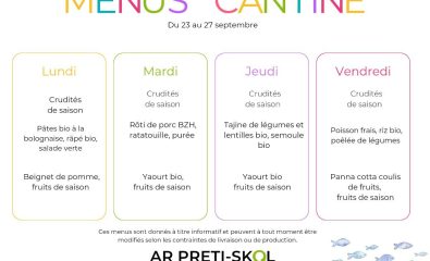 Menus de la semaine prochaine