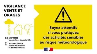 🚨Alerte météo : vigilance jaune vent et orage 🍃🌩️